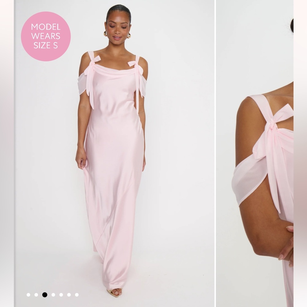 Show Me Your Mumu Bella Maxi Dress - Medium Powder Pink Luxe Satin